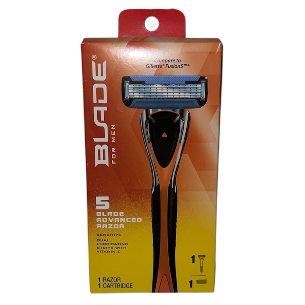 Blade For Men 5 Blade Advanced Razor Sensitive Dual Lubricating Strips w/ Vit E